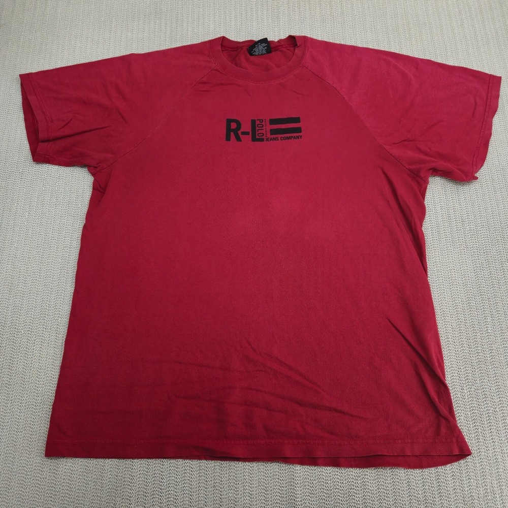 Polo Jeans Co Shirt Mens Large Red Short Sleeve Crew Neck Vintage
